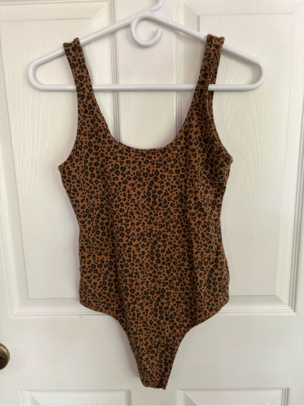 American Eagle Leopard Cheetah Print Scoop Neck Bodysuit - Brown & Black